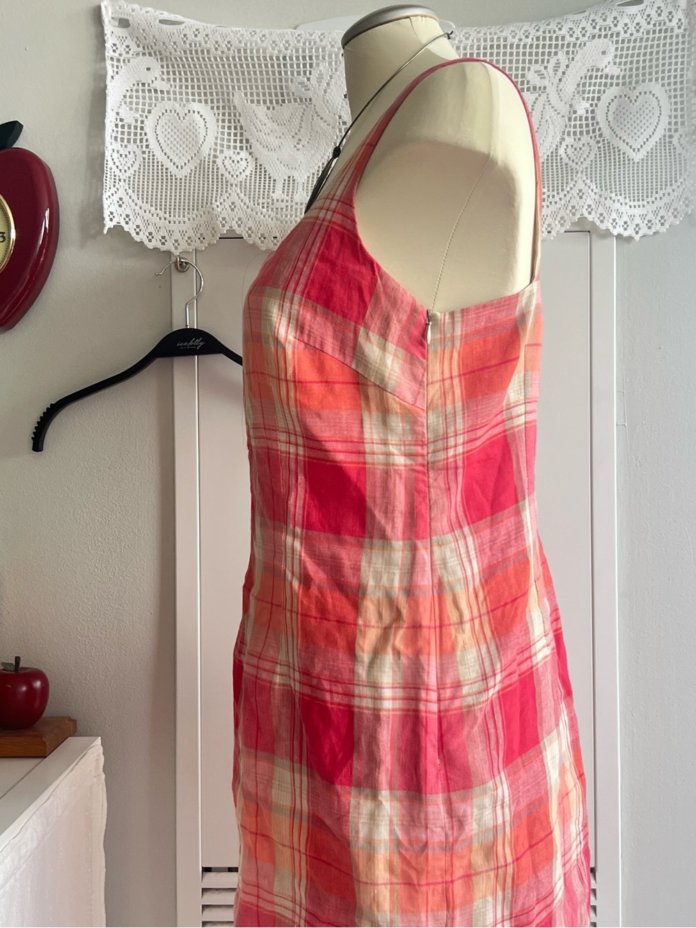 Vintage Jones New York linen pink plaid midi dress - Picture 5 of 10